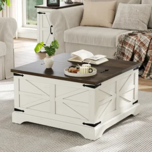 Jareal Coffee Table,Farmhouse Lift Top Coffee Table,Square Coffee Table with Storage for Living Room